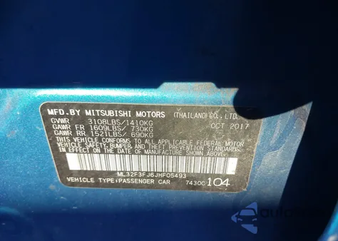 2018 Mitsubishi Mirage G4 Es z USA, uszkodzony, nr VIN ML32F3FJ6JHF05493